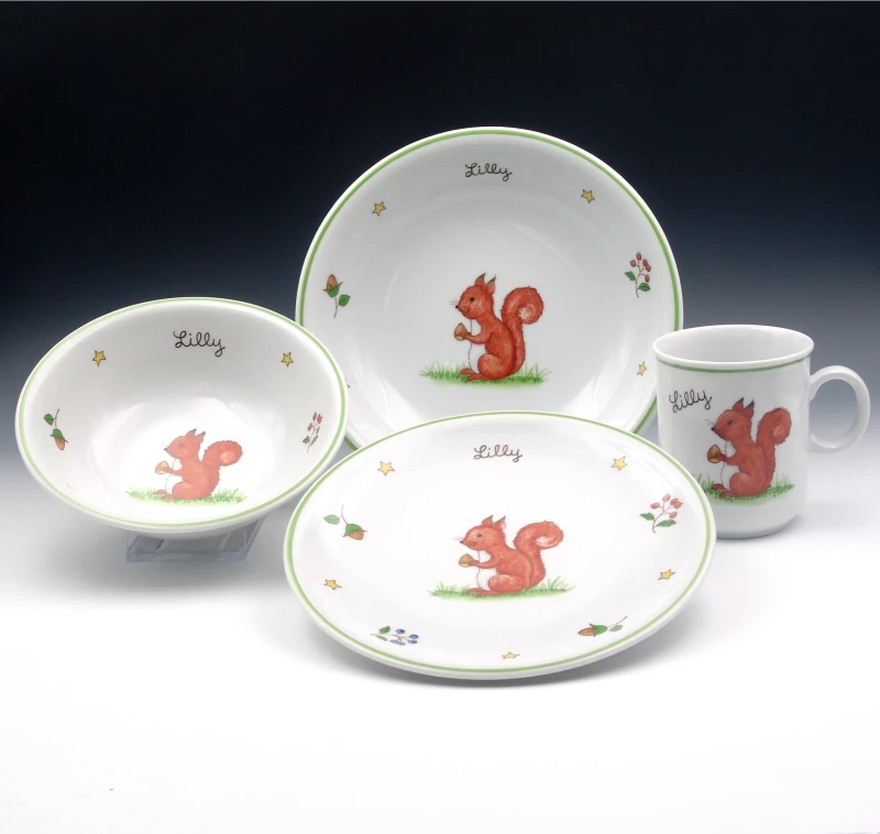 4 tlg. Geschirr - Eichhörnchen